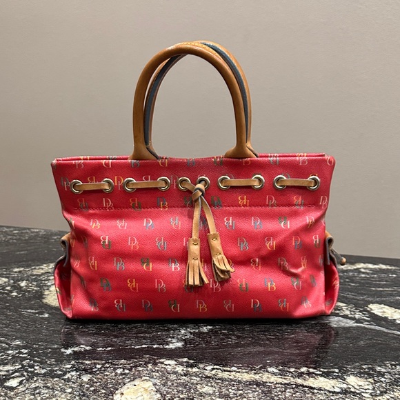 Dooney & Bourke Handbags - Dooney & Bourke Red Tote with Multicolor Monogram